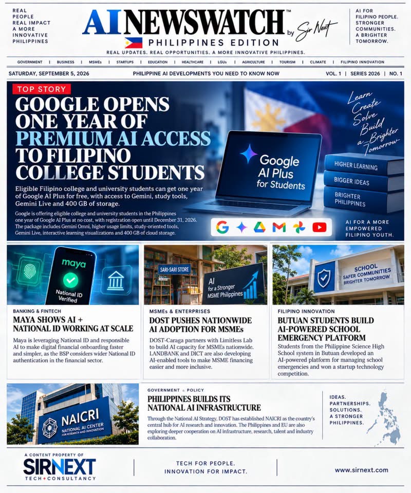 AI NewsWatch™ Philippines Edition cover, September 5, 2026