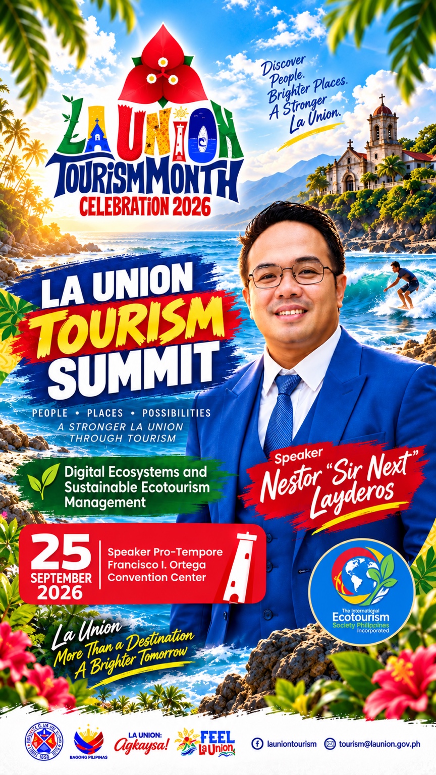 Sir Next speaker poster for the La Union Tourism Summit 2026