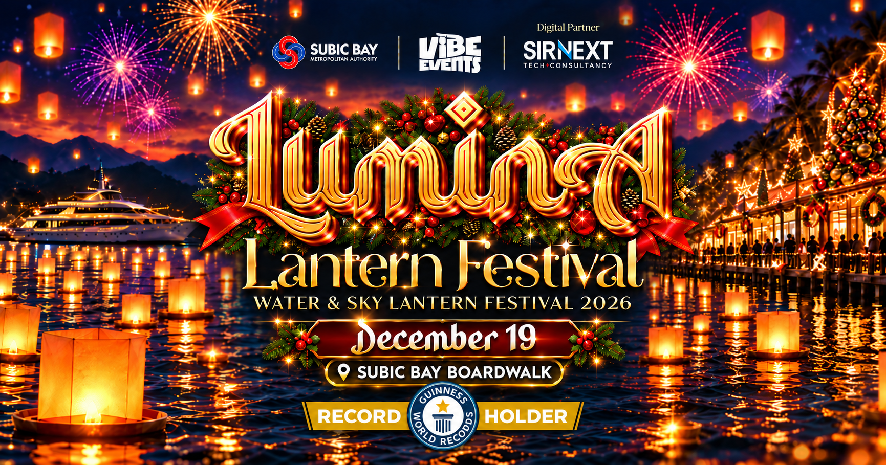 LUMINA Water and Sky Lantern Festival 2026 artcard: December 19 at Subic Bay Boardwalk