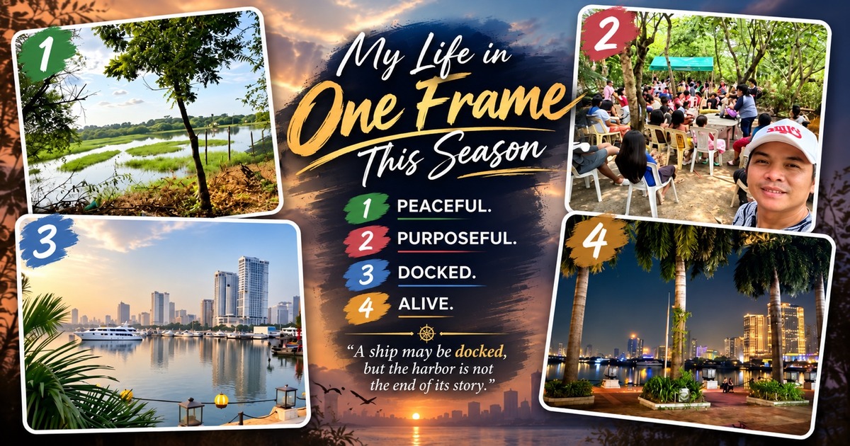 My Life in One Frame This Season: Peaceful. Purposeful. Docked. Alive. A collage of four photographs taken by Sir Next.