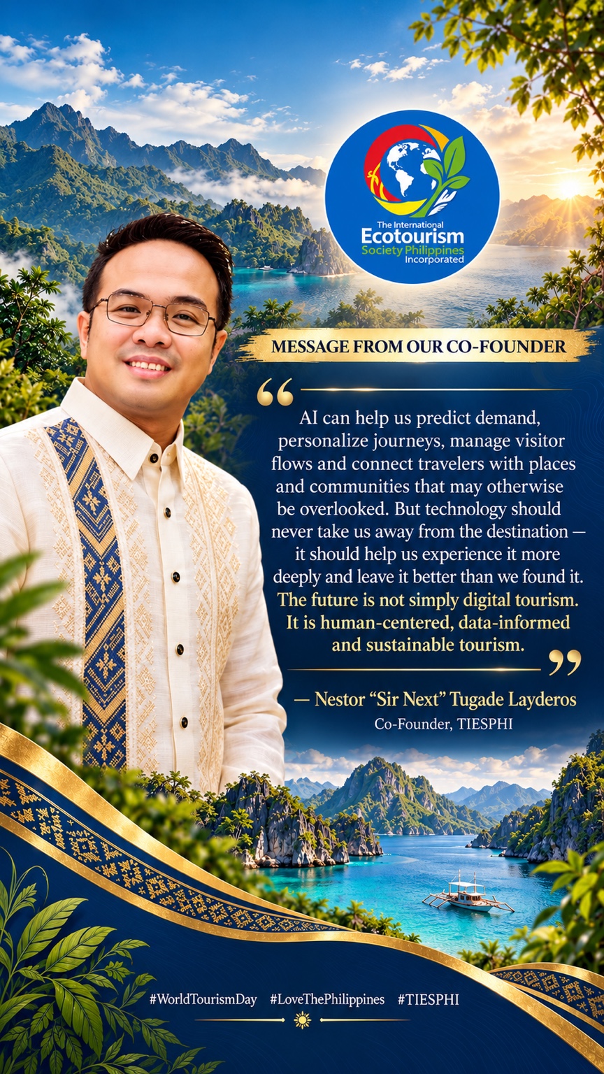 World Tourism Day message from TIESPHI co-founder Nestor Sir Next Tugade Layderos