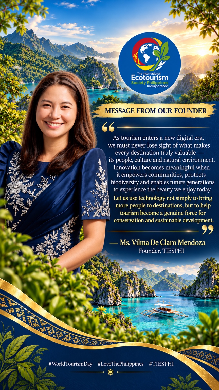 World Tourism Day message from TIESPHI founder Vilma De Claro Mendoza